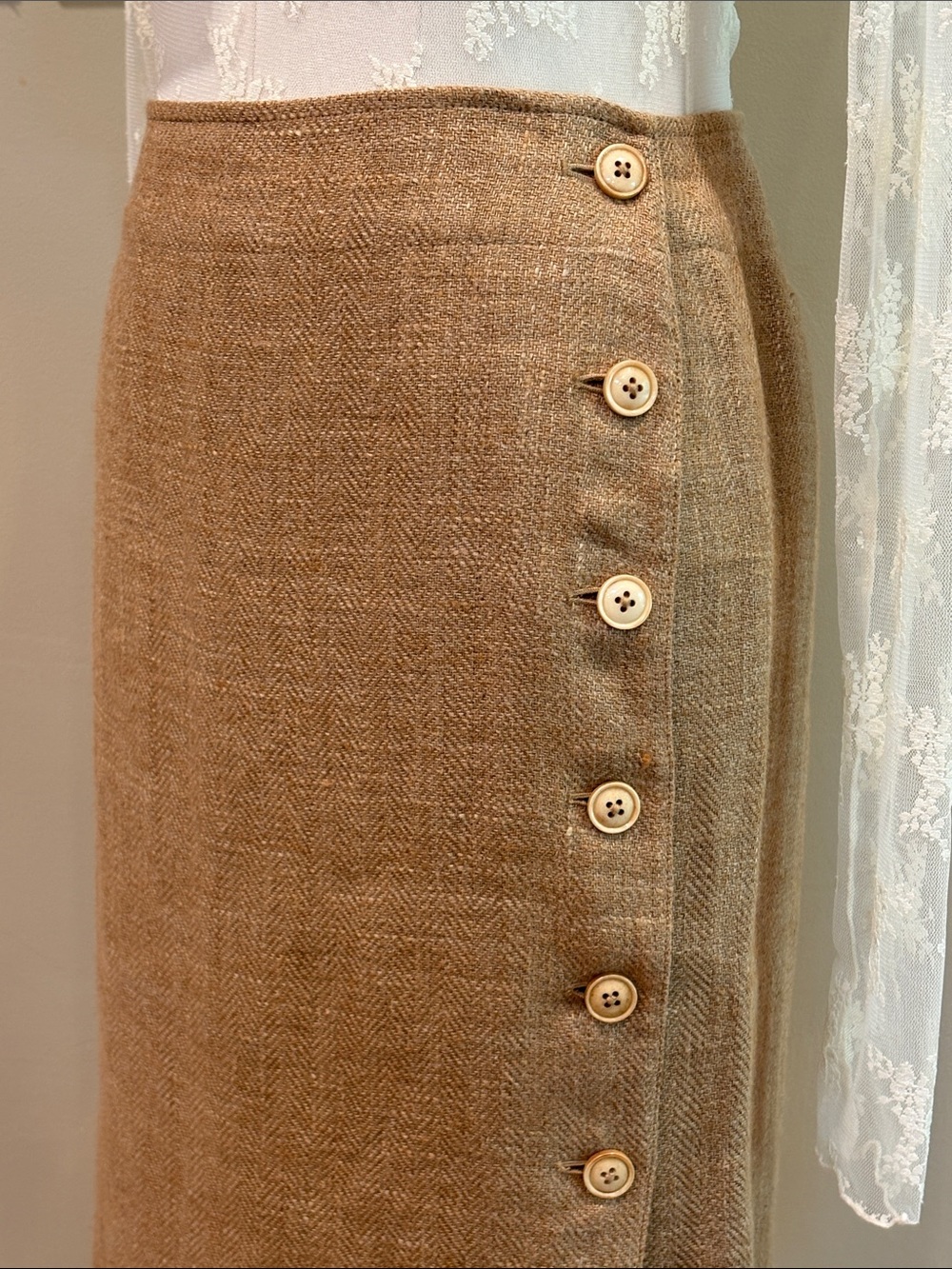 Vintage Ralph Lauren Blue Label Y2K Linen Skirt Button Detail size 6 NWT - Picture 4 of 14